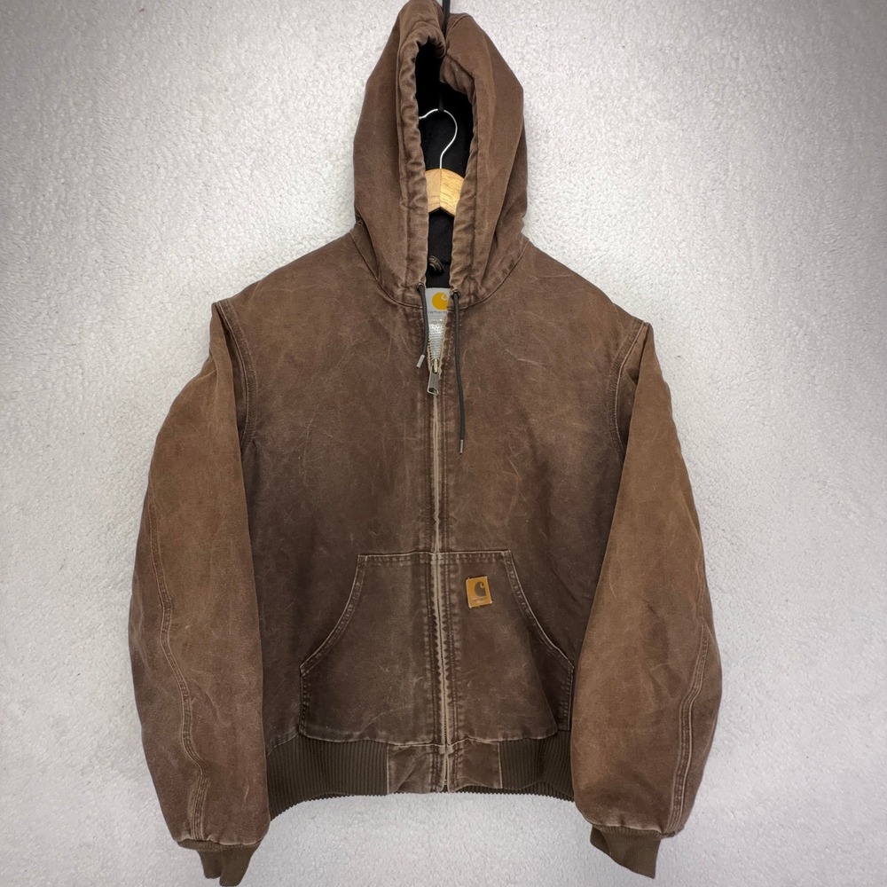 Carhartt Sandstone Active Jacket Quilt Lined Mens Medium J130 DKB Dark Brown